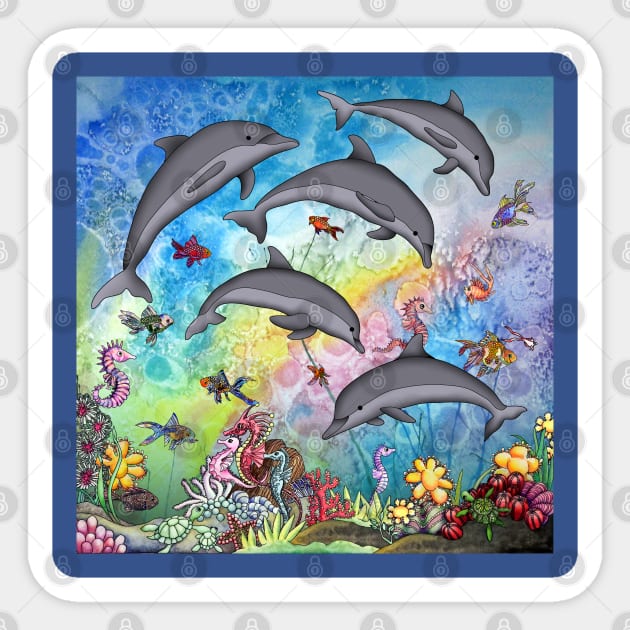 Dolphins in the sea Sticker by Zodiart